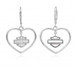 Harley-Davidson ® Sterling Silver bling Heart Hoop Earrings