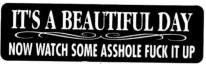 IT'S A BEAUTIFUL DAY - NOW WATCH SOME ASSHOLE FUCK IT UP