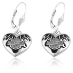 Harley-Davidson ® Sterling Silver Flame Heart Earrings