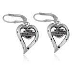 Sterling Silver Harley-Davidson ®  Heart shaped Earrings
