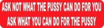 ASK NOT WHAT THE PUSSY CAN DO FOR YOU,<br> BUT WHAT YOU CAN DO FOR THE PUSSY