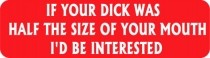 IF YOUR DICK WAS HALF THE SIZE OF YOUR MOUTH I'D BE INTERESTED