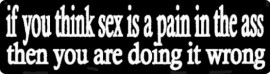 IF YOU THINK SEX IS A PAIN IN THE ASS THAN YOU ARE DOING IT WRONG