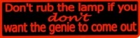 DON'T RUB THE LAMP IF YOU DON'T WANT THE GENIE TO COME OUT