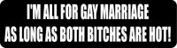 I'M ALL FOR GAY MARRIAGE AS LONG AS BOTH BITCHES ARE HOT