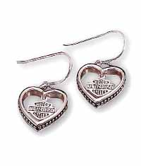 Ladies Harley-Davidson® Heart Earrings in Sterling Silver