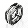 Titanium Black CZ Tri-Band Ring