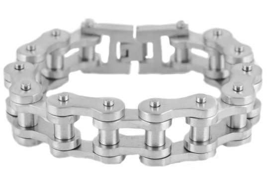  3/4 inches Wide Industrial Satin Finish Motorcycle Stainless Steel Bike Chain Bracelet for Men 