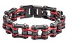  3/4 inches Wide Stainless Steel Motorcycle Biker Chain Bracelet for Men Black Red Firefighter