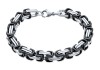  7mm Byzantine Black and Chrome Stainless Steel Bracelet 