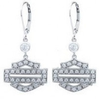  Harley-Davidson&reg; Bling Outline Bar & Shield Dangle Earrings Sterling Silver HDE0385 - Product Image