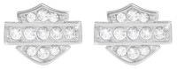  Harley-Davidson&reg; Petite White Bling Bar & Shield&reg; Post Earrings HDE0282