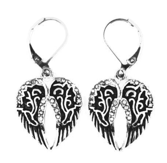  Ladies Dangle Angel Wing Lever back Earrings Stainless Steel  - Product Image