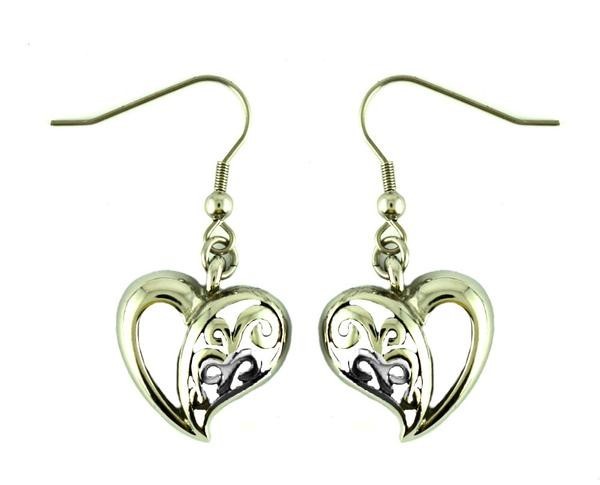  Ladies Free Form Heart Earrings Stainless Steel 