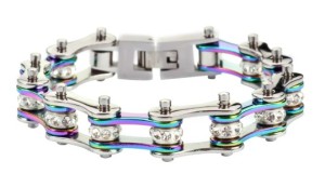  Ladies Stainless Steel Fluorescence Bling Motorcycle Biker Bracelet 