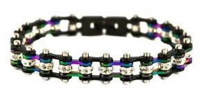 Ladies Stainless Steel Multi Colors Mini Motorcycle Biker Bracelet Ladies Stainless Steel Multi Colors Mini Motorcycle Biker Bracelet - Product Image
