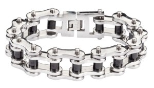 Two-Tone 17mm Wide Stainless Steel Motorcycle Biker Chain Bracelet Black Center Two-Tone 17mm Wide Stainless Steel Motorcycle Biker Chain Bracelet Black Center - Product Image