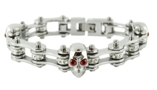  Women's Motorcycle Bike Chain Bracelet with Skulls for all bikers