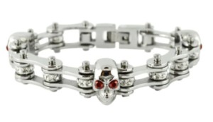 Women's Motorcycle Bike Chain Bracelet with Skulls for all bikers Women's Motorcycle Bike Chain Bracelet with Skulls for all bikers - Product Image