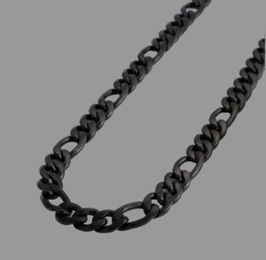 9.5mm Black Figaro Chain Necklace Black Stainless Steel  FREE SHIPPING - Product Image