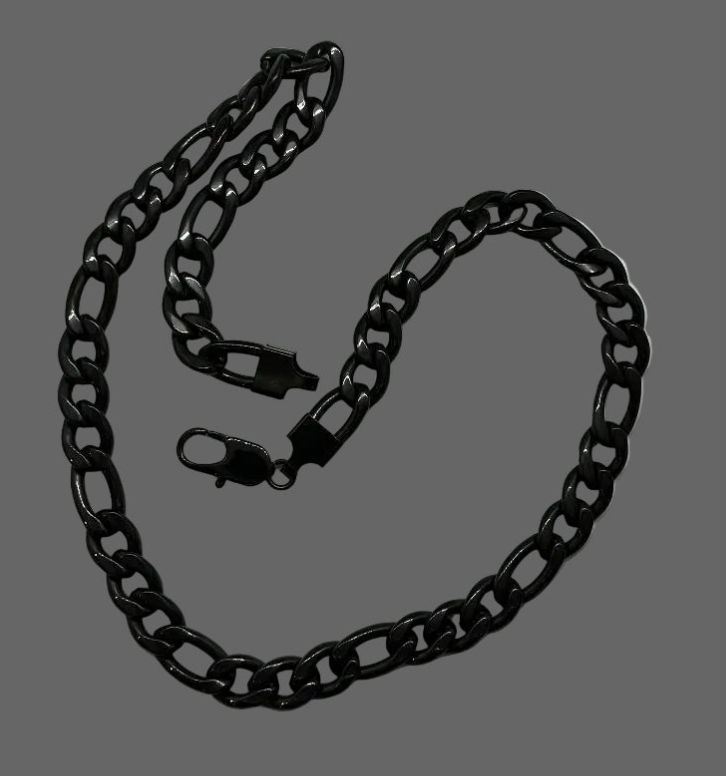10mm Black Figaro Link Chain Men's Necklace Stainless SteelFREE SHIPPING