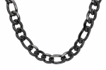 10mm Black Figaro Link Chain Men's Necklace Stainless SteelFREE SHIPPING