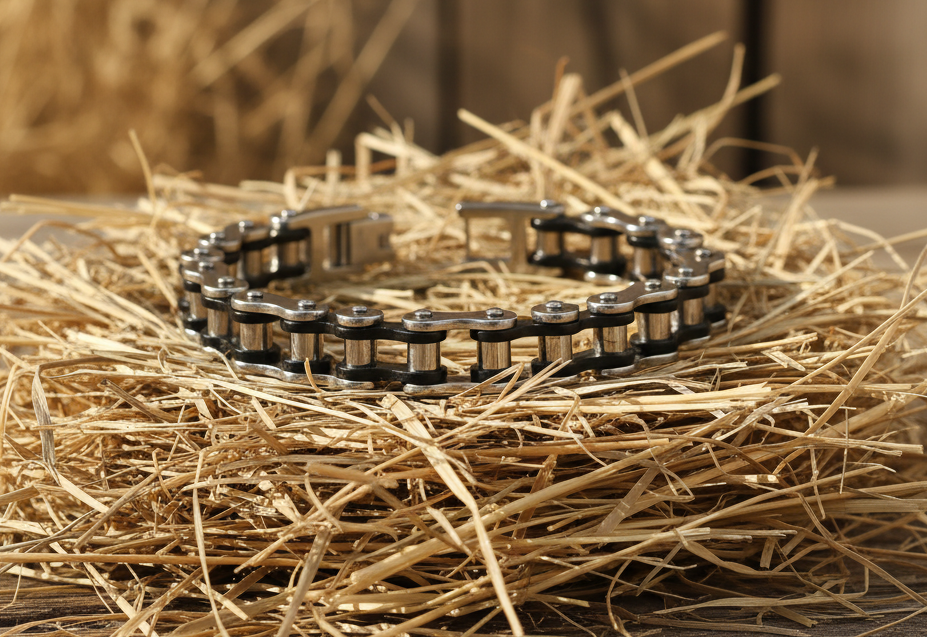 10mm Stainless Steel Bike Chain Bracelet - Chrome &amp; Black