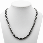 11mm Flat Byzantine Link TT Chain Black &amp; Silver Men's Necklace Stainless Steel FREE SHIPPING
