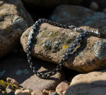 11mm Flat Byzantine Link TT Chain Black &amp; Silver Men's Necklace Stainless Steel FREE SHIPPING
