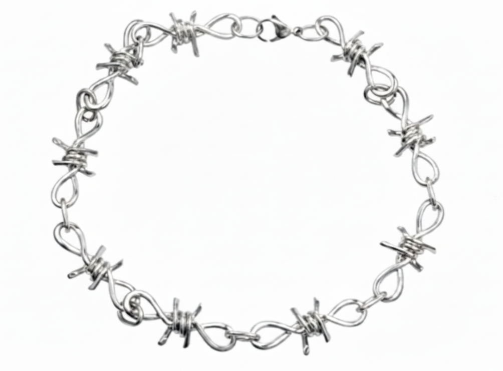 11mm Medium Barbed Wire Link Chain Unisex Necklace Stainless SteelFREE SHIPPING - Product Image