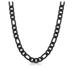 12mm Black Figaro Chain Necklace Black Stainless Steel  FREE SHIPPING
