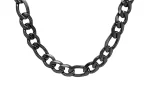 12mm Black Figaro Chain Necklace Black Stainless Steel  FREE SHIPPING