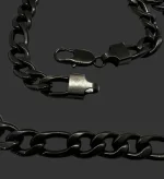 12mm Black Figaro Chain Necklace Black Stainless Steel  FREE SHIPPING