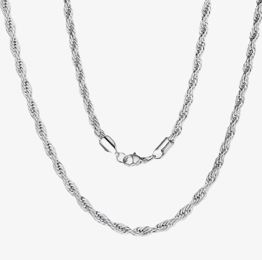 2mm Solid Rope Chain / Necklace Stainless Steel  FREE SHIPPING