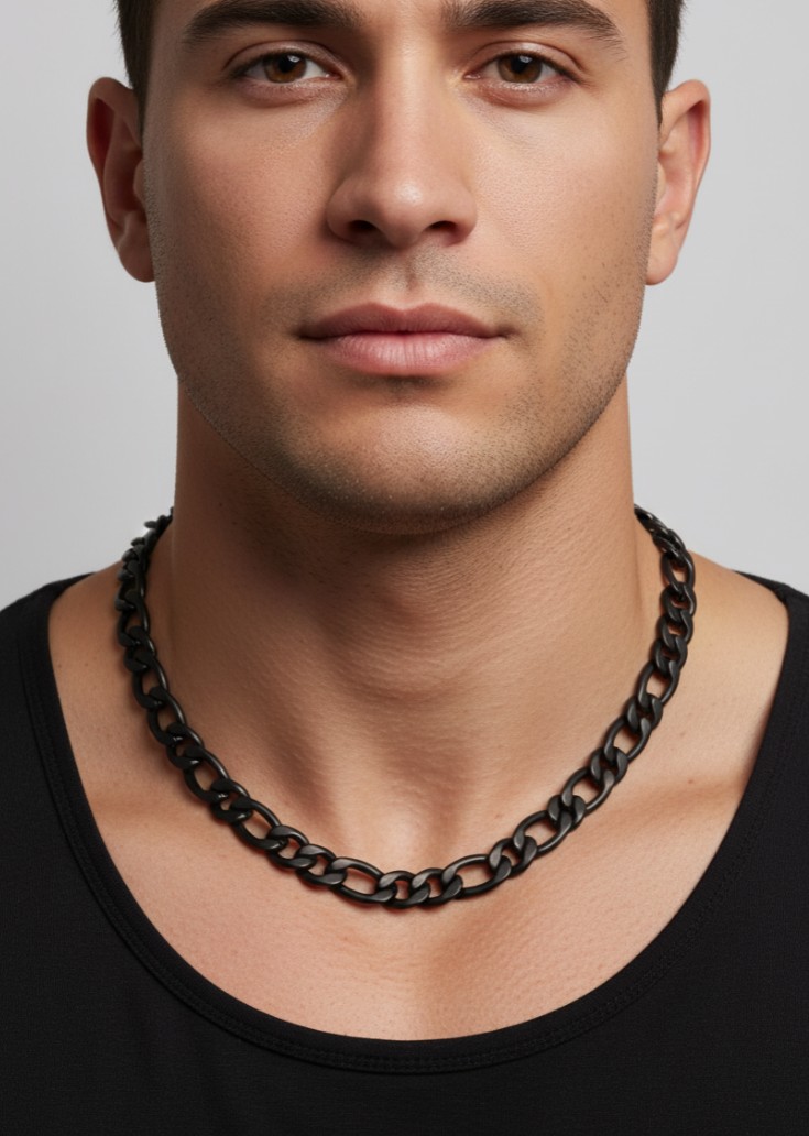 9mm Figaro Link Chain Men's Necklace Stainless SteelFREE SHIPPING