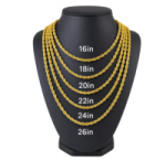 3mm Gold Rope Chain 18K Gold Plated Unisex Necklace Stainless SteelFREE SHIPPING