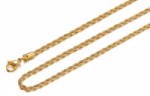 3mm Gold Rope Chain 18K Gold Plated Unisex Necklace Stainless SteelFREE SHIPPING