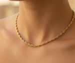 3mm Gold Rope Chain 18K Gold Plated Unisex Necklace Stainless SteelFREE SHIPPING