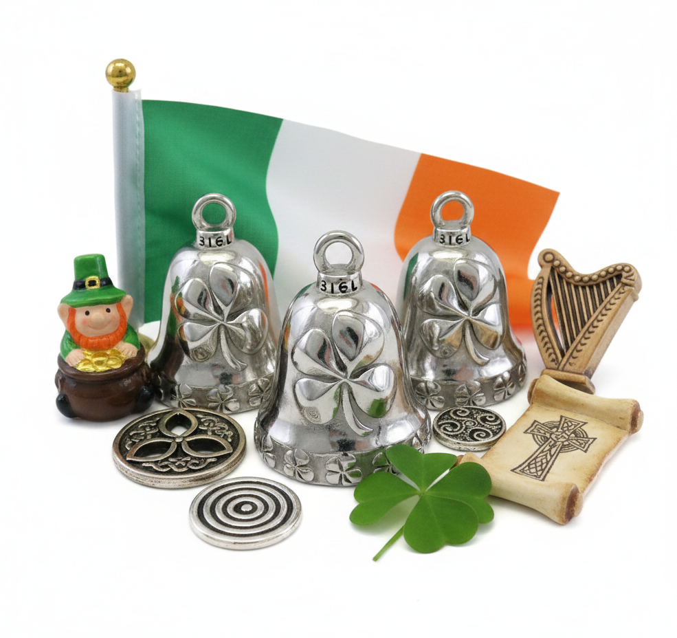 4 Leaf Clover Ride Bell Irish Motorcycle Bell Stainless Steel 