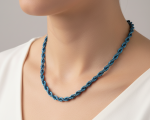4mm Blue Rope Chain Unisex Necklace Stainless Steel  FREE SHIPPING