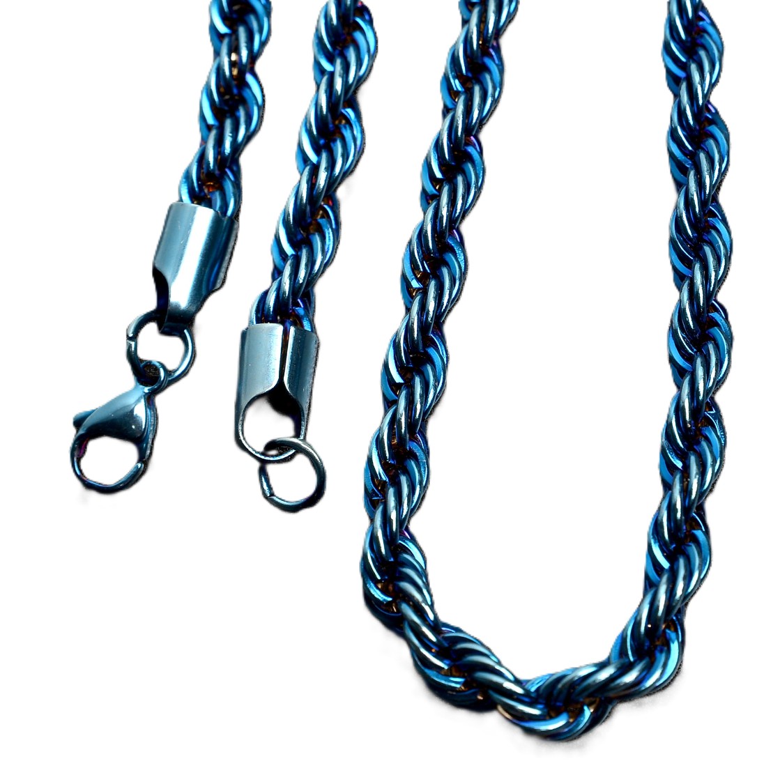 4mm Blue Rope Chain Unisex Necklace Stainless Steel  FREE SHIPPING