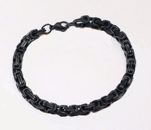 5mm Black Stainless Steel Byzantine Bracelet Men or Women 5mm Black Stainless Steel Byzantine Bracelet Men or Women - Product Image