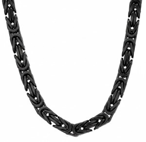 6mm Black Byzantine Chain Stainless Steel Unisex Necklace  - Product Image