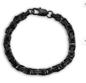 7mm Black Stainless Steel Byzantine Bracelet 7mm Black Stainless Steel Byzantine Bracelet - Product Image