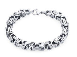 Unisex 7mm Byzantine BraceletStainless Steel Bracelet - Product Image