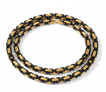 7mm Byzantine Link TT Chain Black &amp; Gold Men's Necklace Stainless SteelFREE SHIPPING