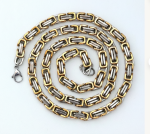 9mm Byzantine Link TT Chain in Gold &amp; Silver Men's Necklace Stainless Steel FREE SHIPPING
