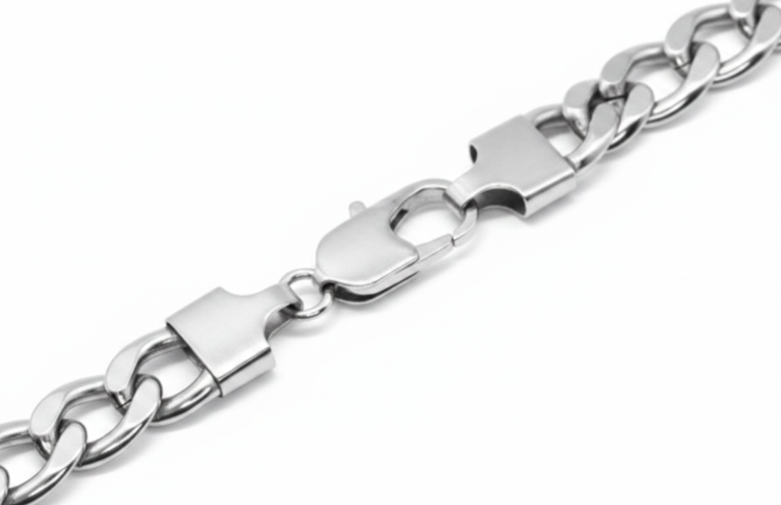 9mm Figaro Link Chain Men's Necklace Stainless SteelFREE SHIPPING