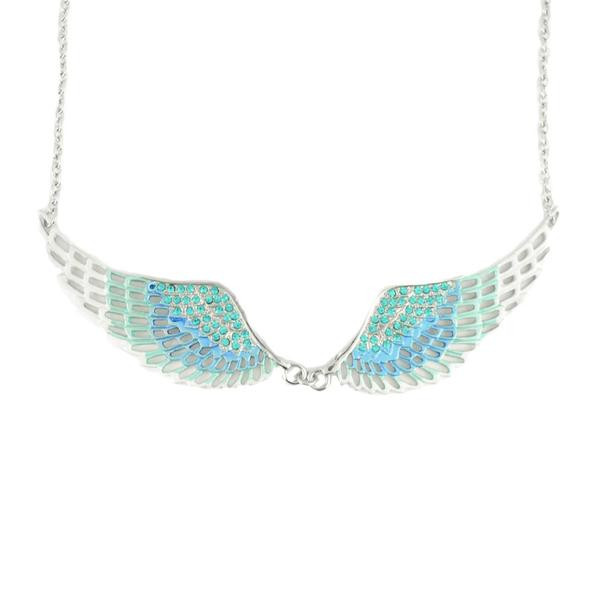 Angel Winged Jewelry Ladies Turquoise Color Large Pendant Necklace Stainless Steel Angel Winged Jewelry Ladies Turquoise Color Large Pendant Necklace Stainless Steel - Product Image