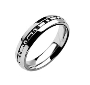 Beaded Chain Comfort Fit Ring Unisex Wedding Band Stainless Steel Ring  Sizes 5-13